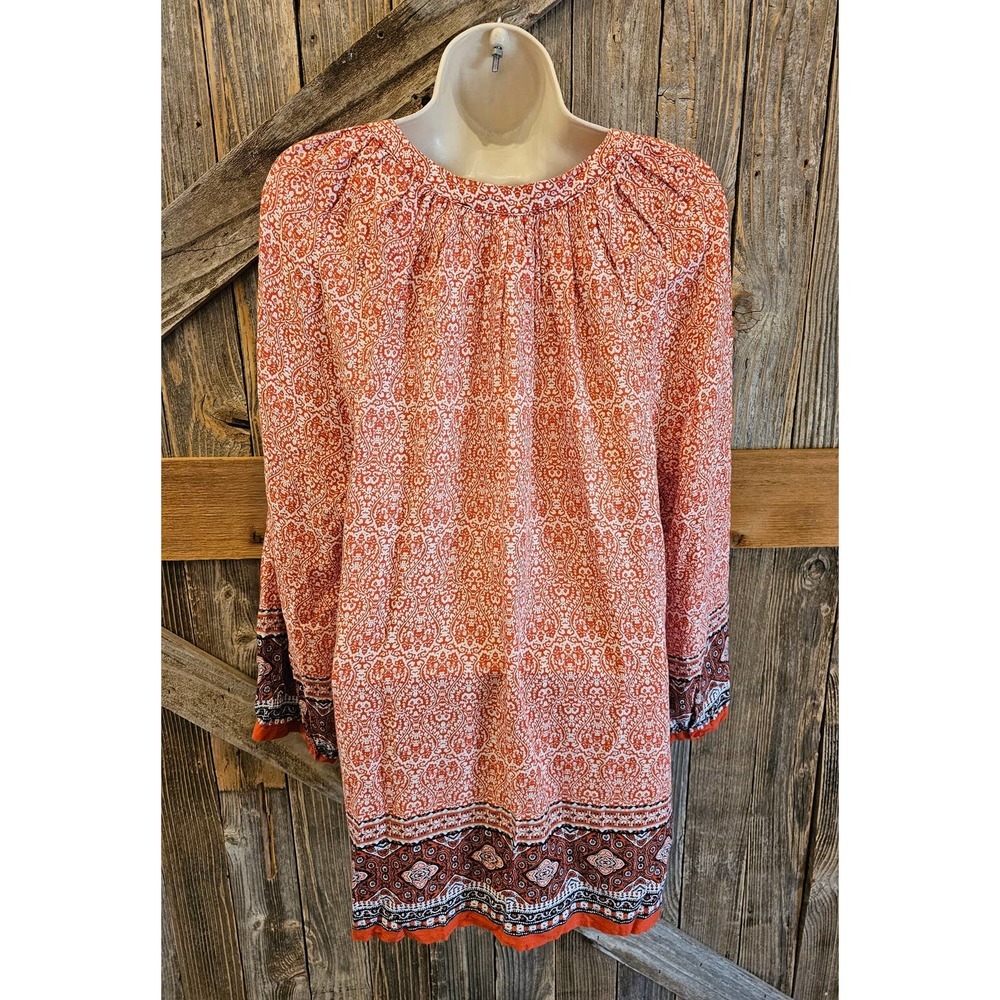 Ava Christine peasant style tunic blouse XL popover EUC  Career casual - Picture 3 of 8
